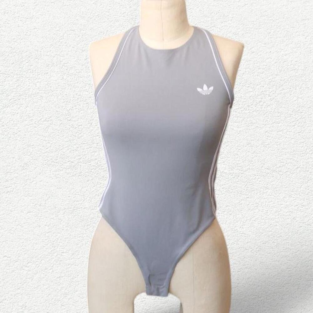 Adidas Originals Sport Leotard in Silver Grey Three
